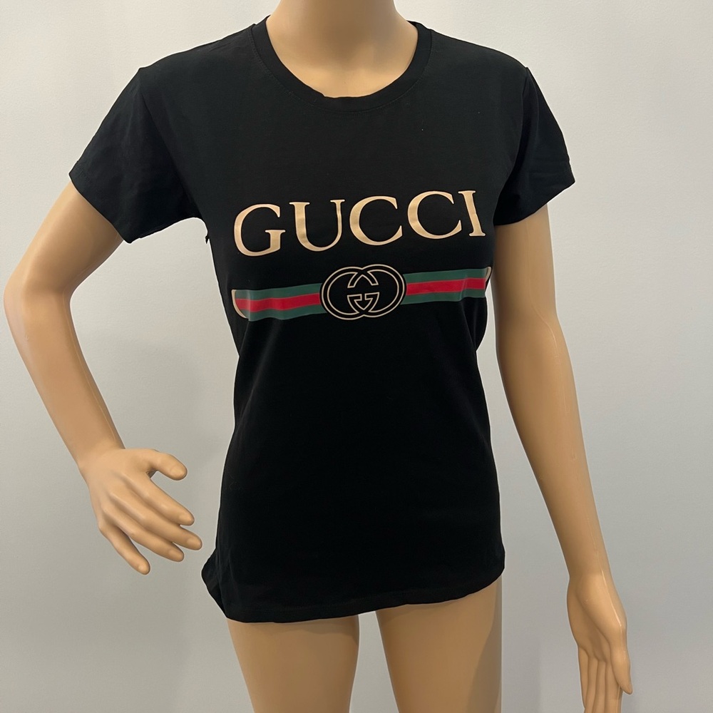 Unbranded Black T-Shirt with Logo/ new no tag/ stretchy